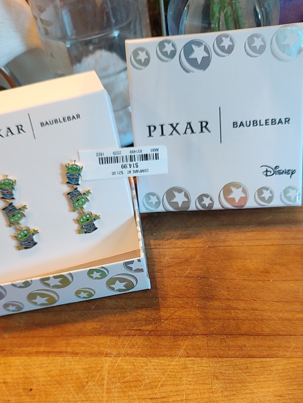 BaubleBar Pixar Kids Green Alien Triple-Drop Earrings - Picture 4 of 4